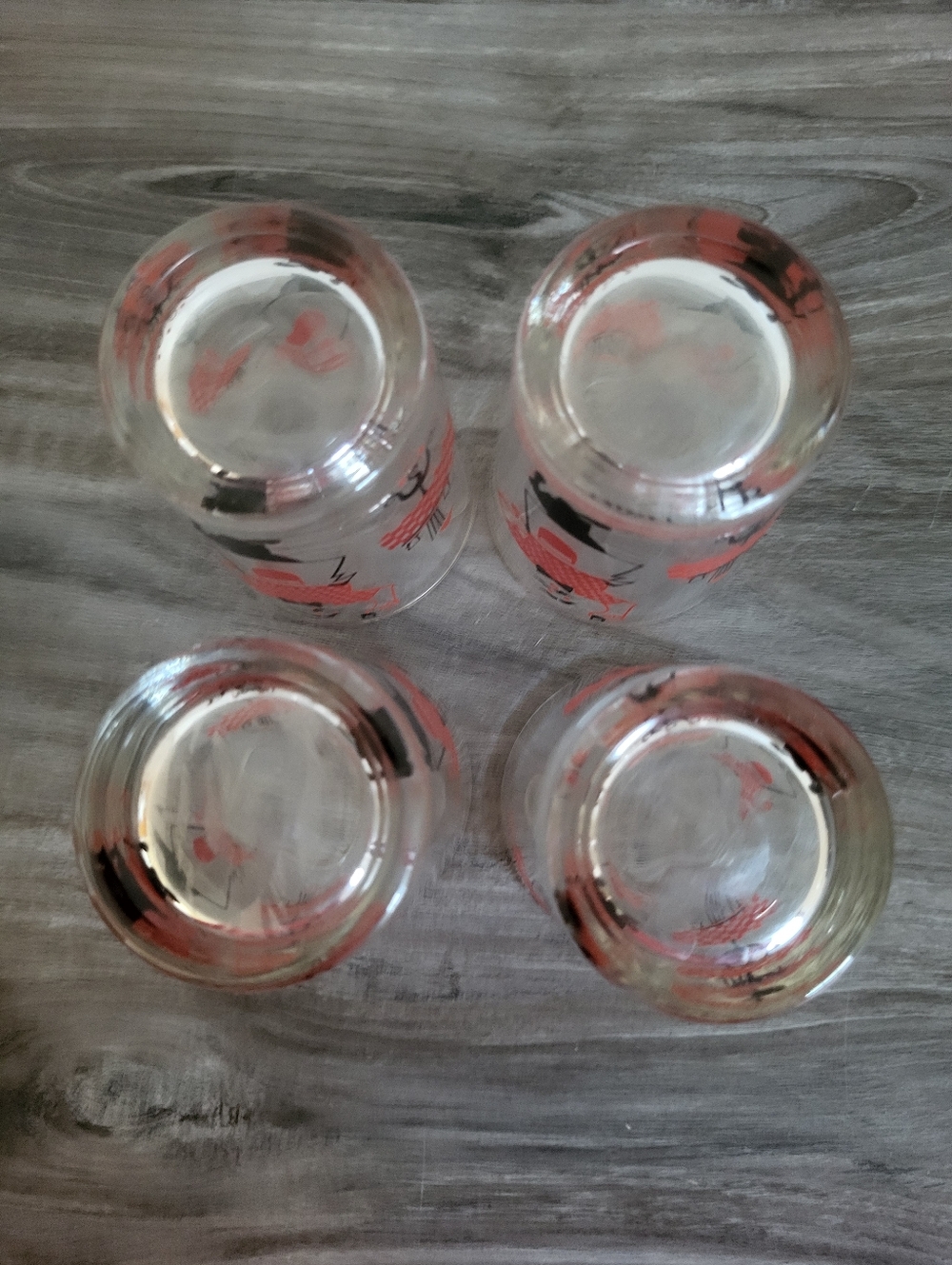 Vintage Hazel Atlas Enameled Double Shot Glasses Set Of 4 MCM - Picture 4 of 8